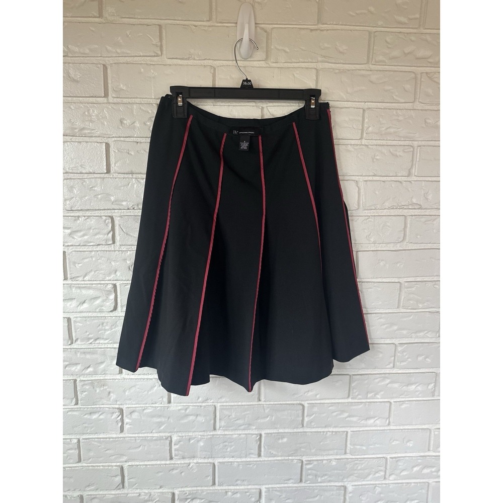 INC Black Skater A-Line Skirt with Pink Piping | Size 8 | Gothic Prep Vibe